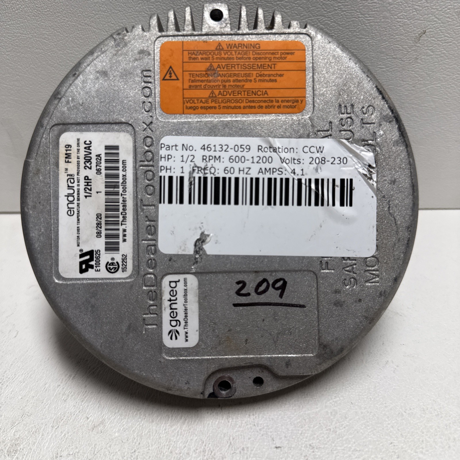 Genteq Endura FM19 module 1/2 HP Rotation CCW Part #46132-059