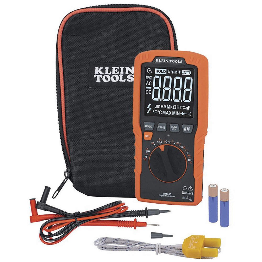 KLEIN TOOLS MM450 Slim Digital Multimeter,LCD,1.1″ L,600 V 801GH4