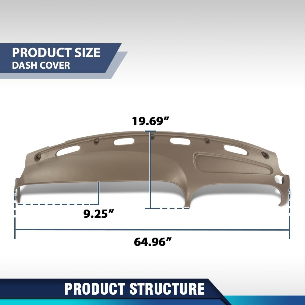 TPE Dash Bezel Pad Cover Beige for 1998-2001 Ram 1500 1998-2002 Ram 2500 3500