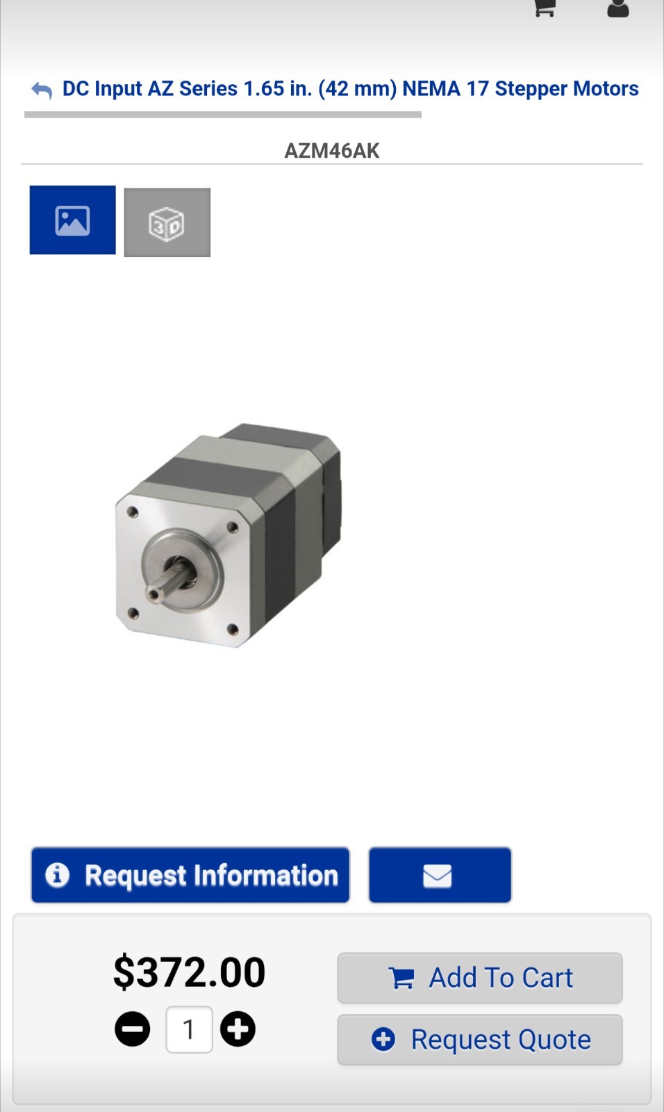 Oriental Motor AZM46AK DC Input AZ Series 1.65 in. (42mm)NEMA 17 Stepper Motors