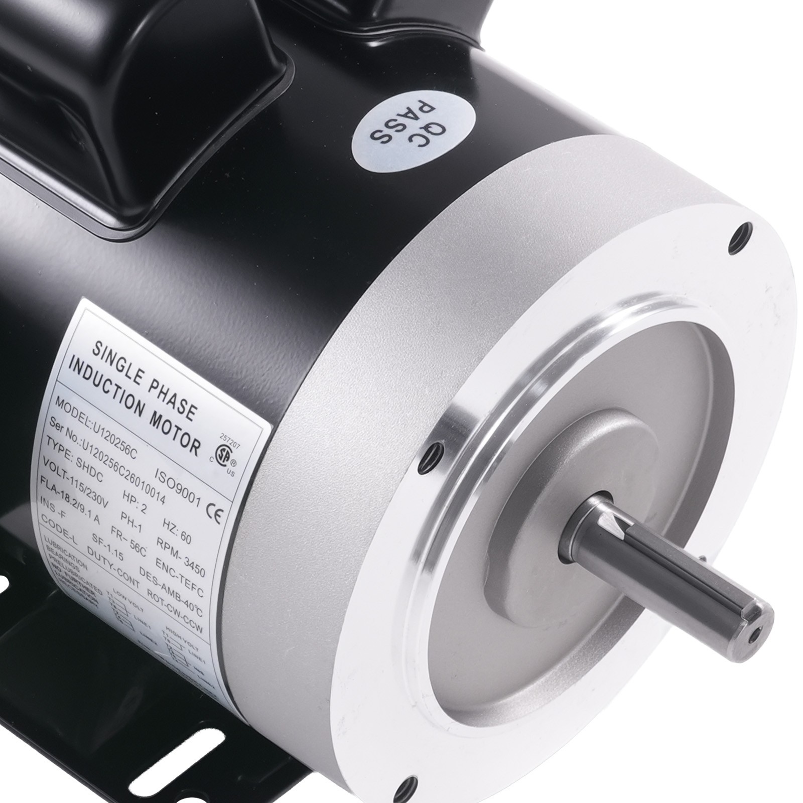 2HP Electric Motor 3450RPM 56C Frame 1-Phase 5/8″ Keyed Shaft AC115V/230V