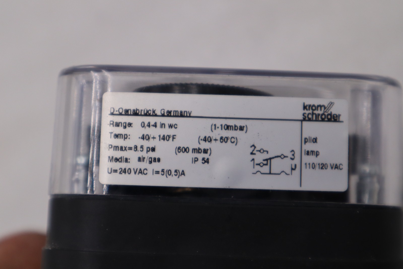 Krom Schroder DG10T Pressure Switch 0.4-4.0 IN WC 1.0-10 BAR STOCK H1147A