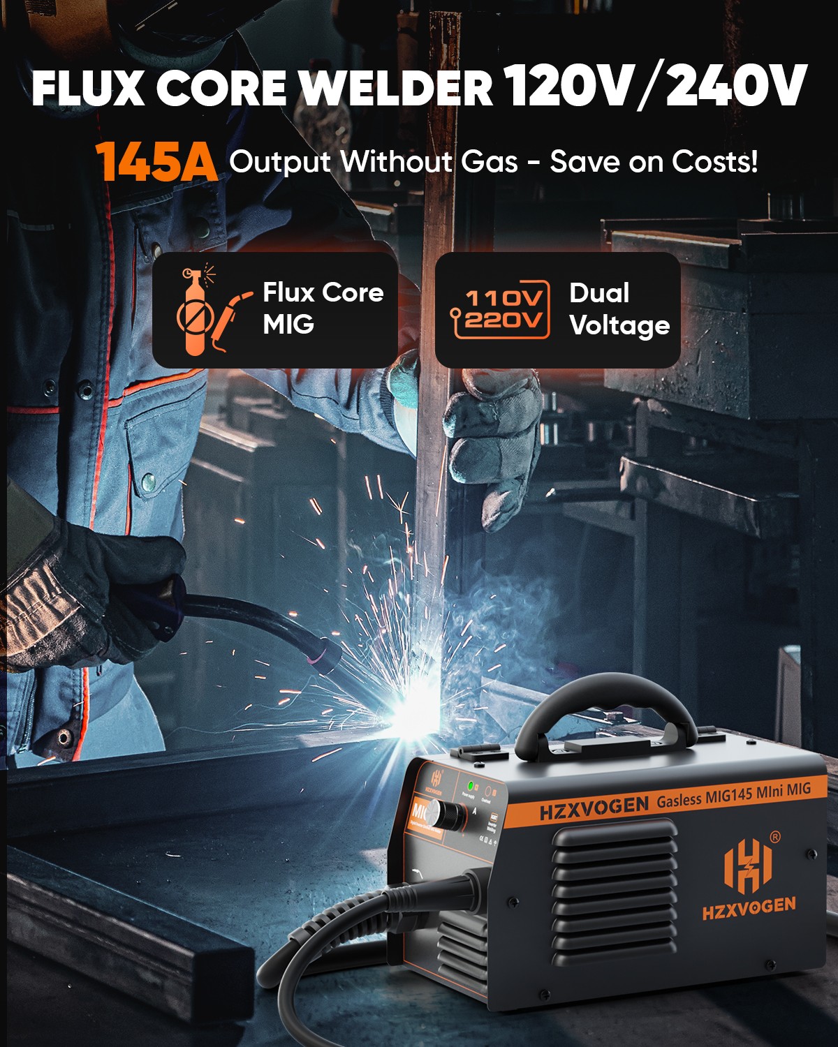 110V/230V Gasless Flux-Core Mini MIG Welder ARC Welding Machine 200A for US Shop
