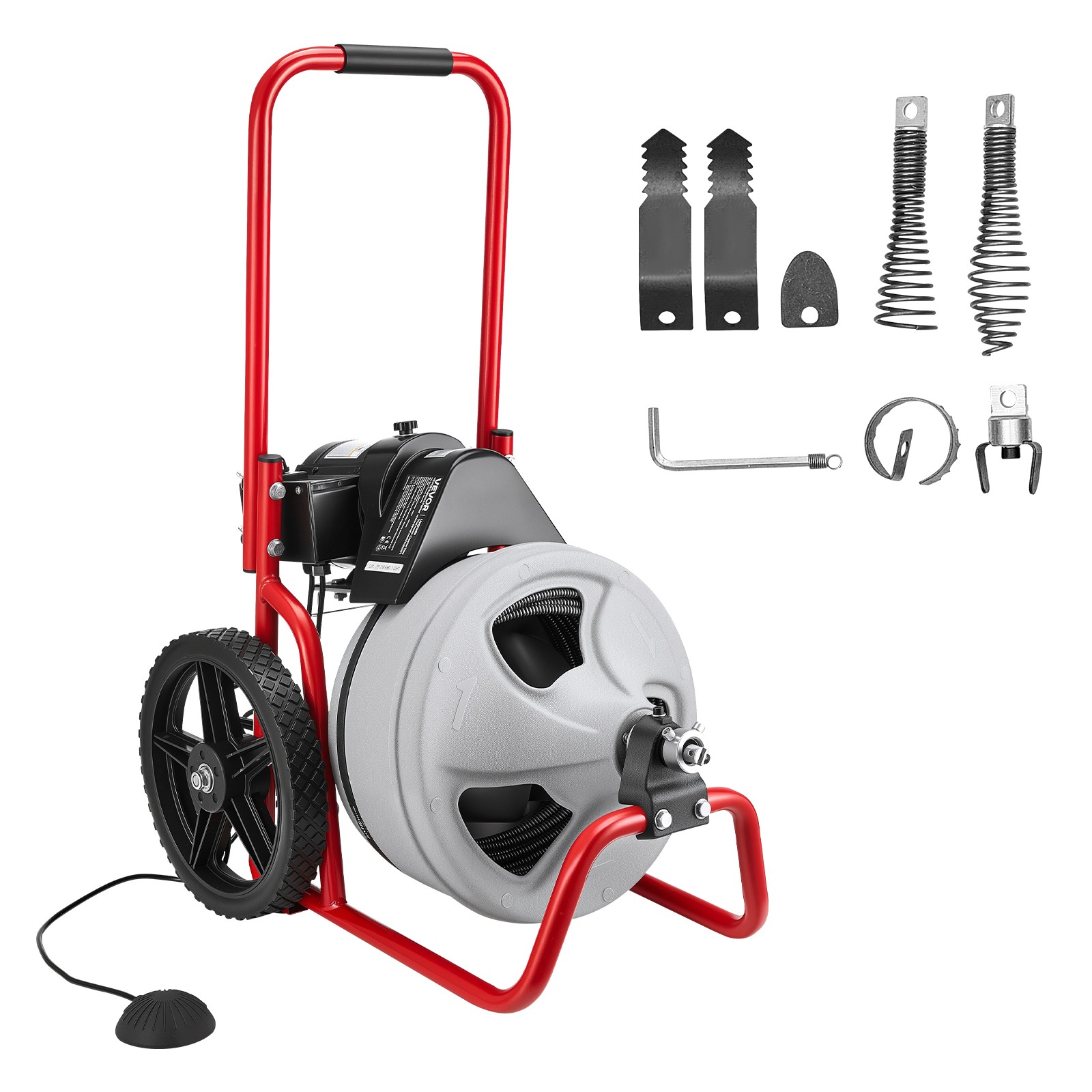 VEVOR Drain Cleaner Machine 75 FT x 3/8 Inch Sewer Snake Auger Manual Feeding
