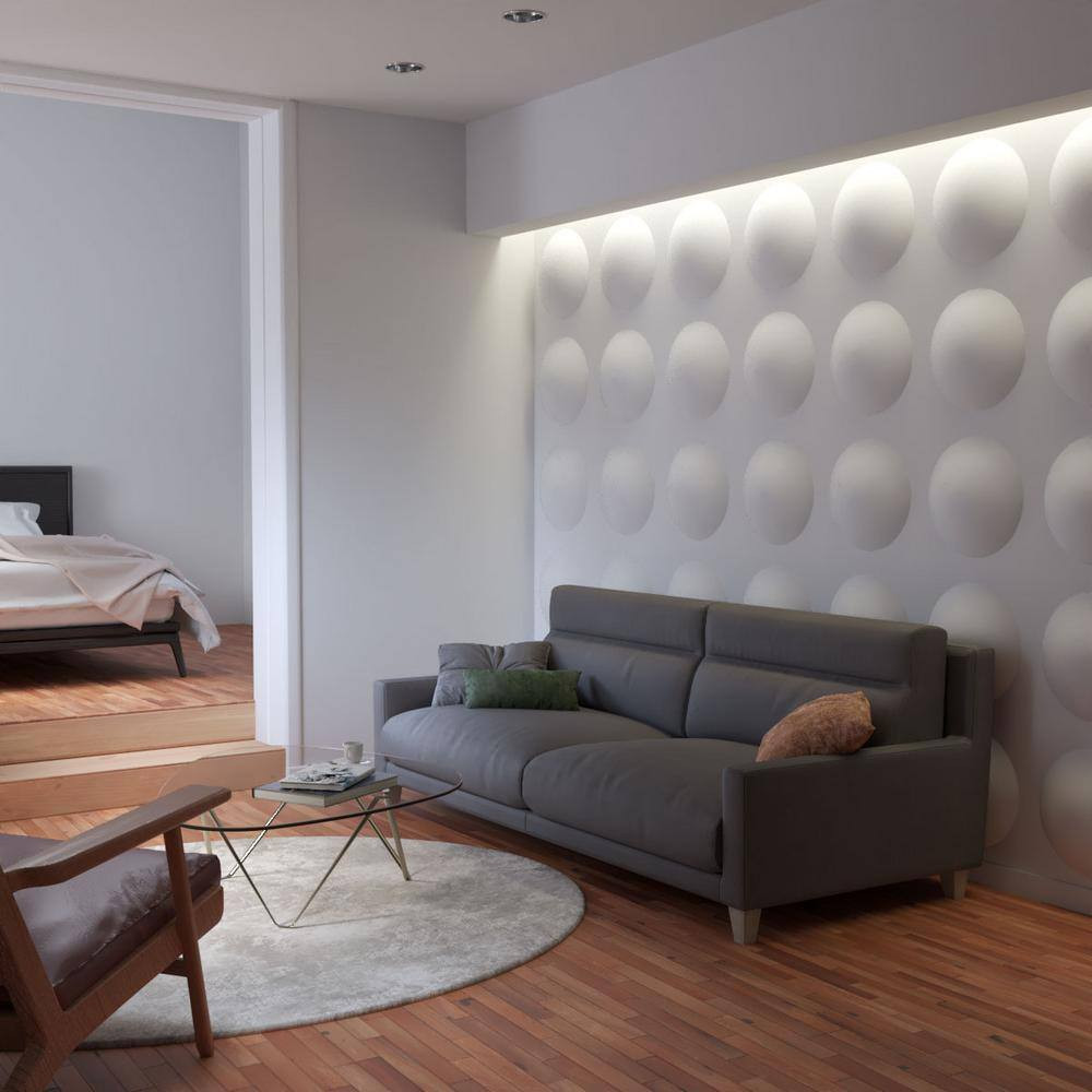 Sloane White 3 In. X 1-3/5 Ft. X 1-3/5 Ft. White PVC Decorative Wall Paneling 1-