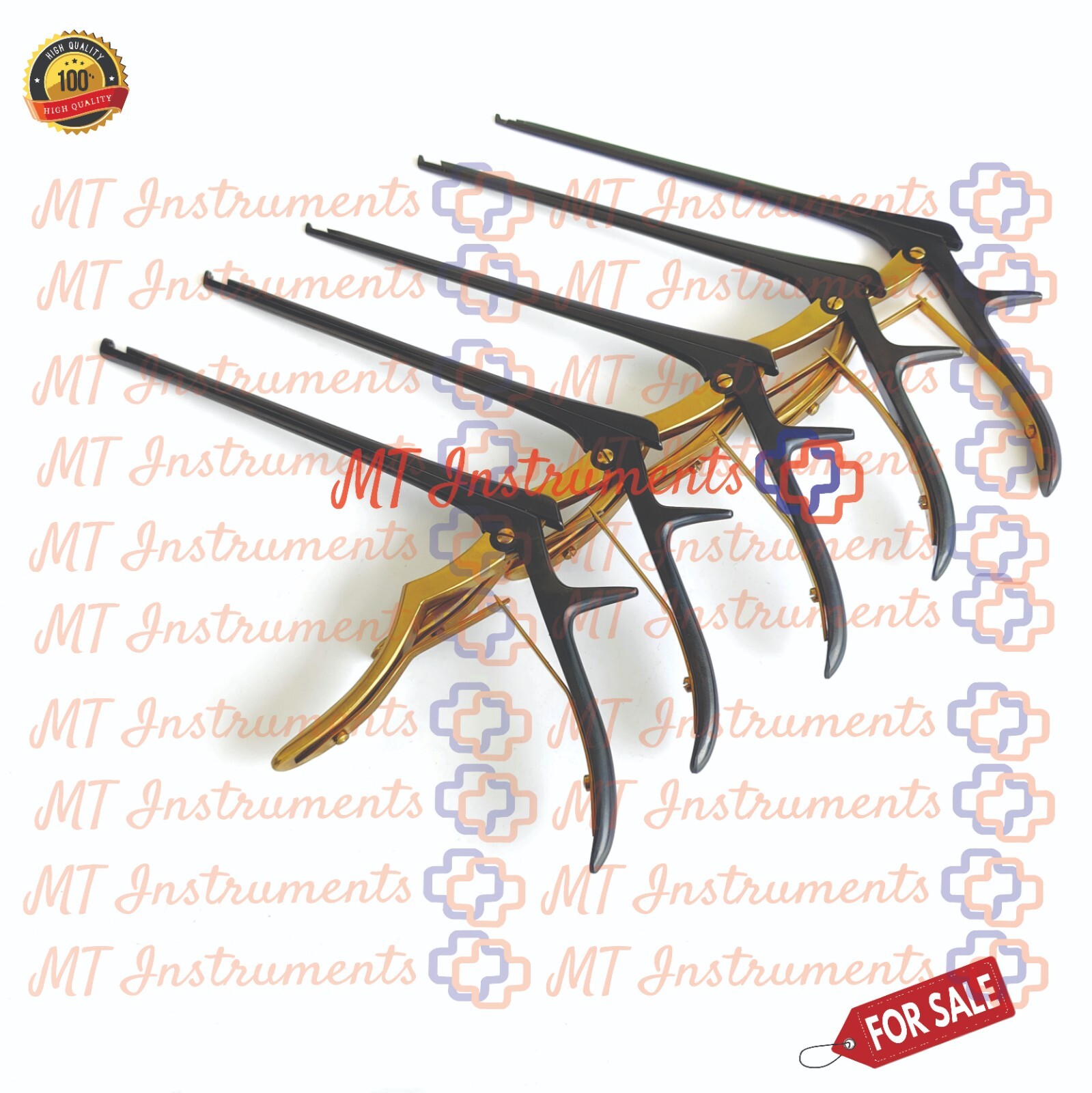 Kerrison Rongeurs 1mm to 5mm Set 8” Titanium Nitride Black & Gold Coated German