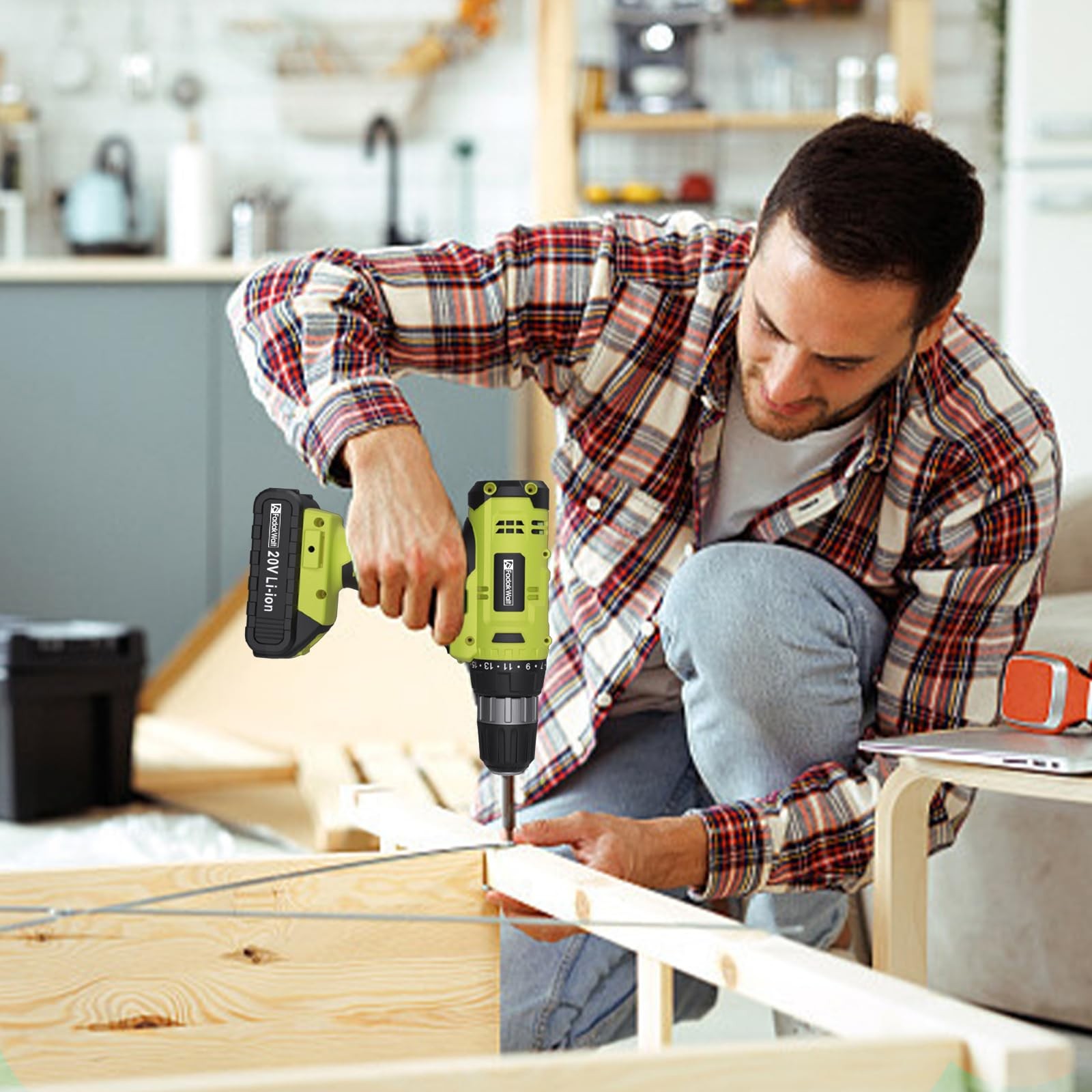 FADAKWALT Cordless Drill Set, 20V Electric Power Drill with Battery And Charger,