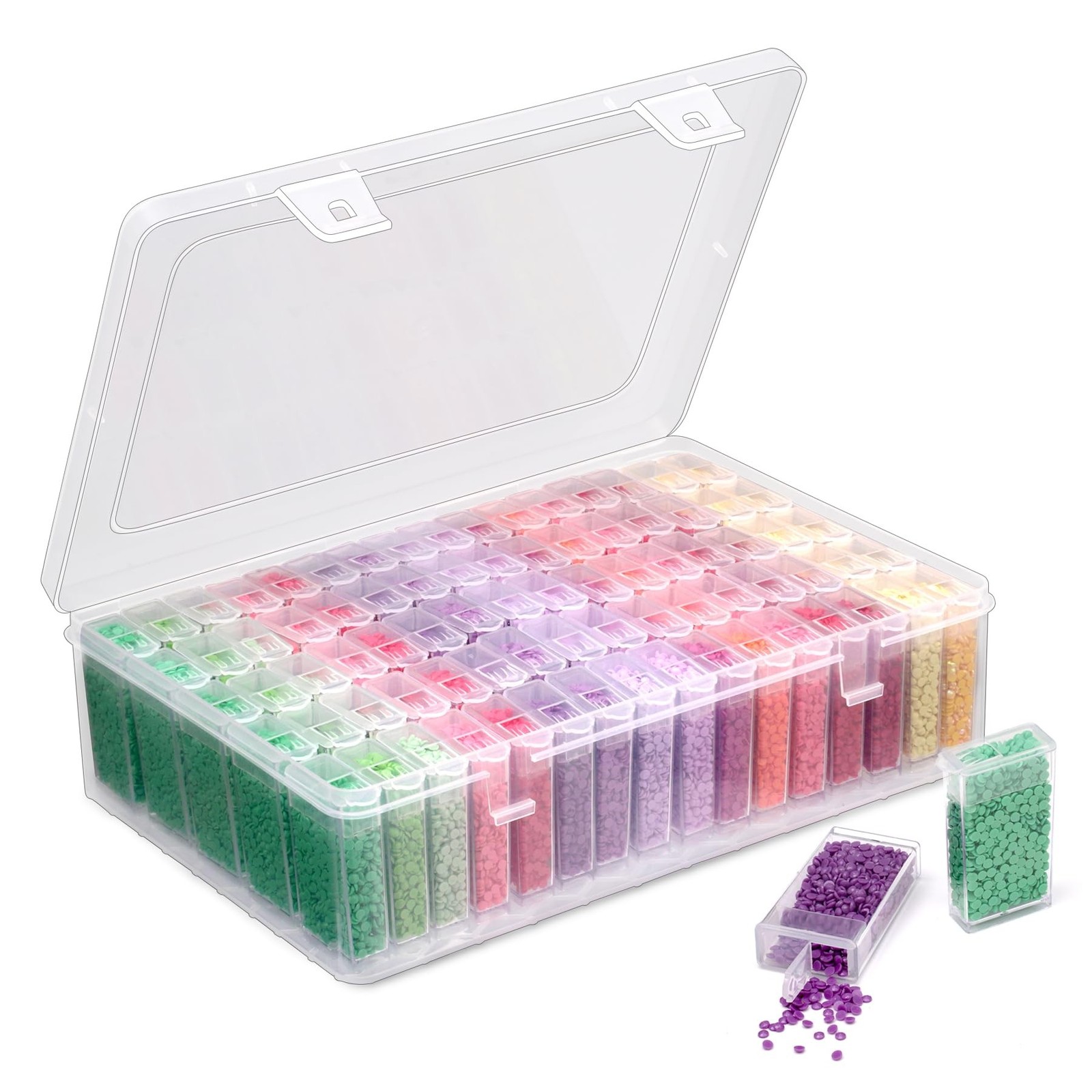 Diamond Painting Storage Containers with Lids – 80PCS Portable Transparent Pl…