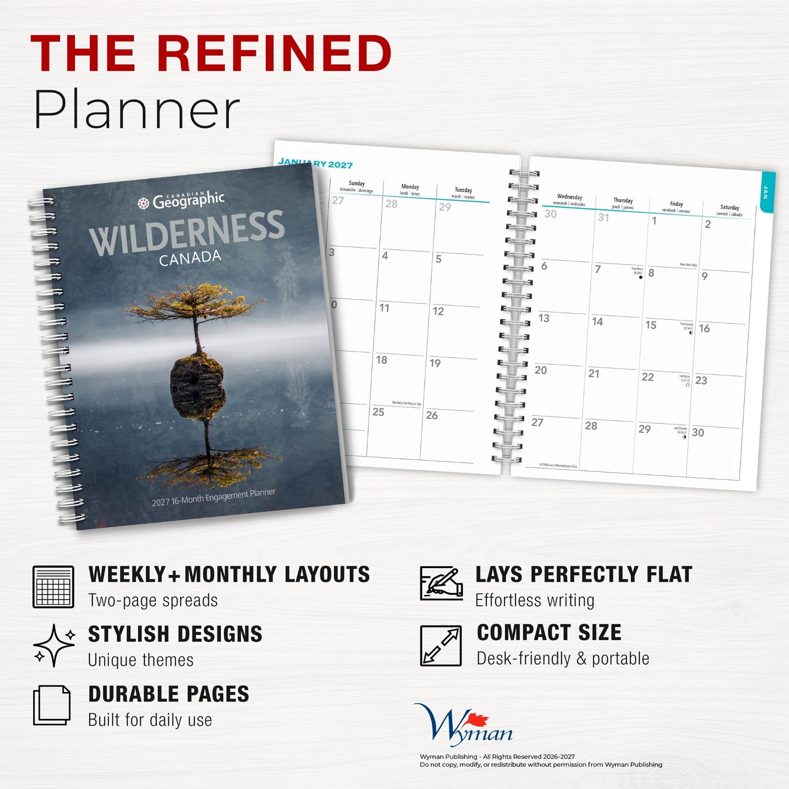 Canadian Geographic Wilderness OFFICIAL | 2027 6×7.75″ Wire-O Engagement Planner