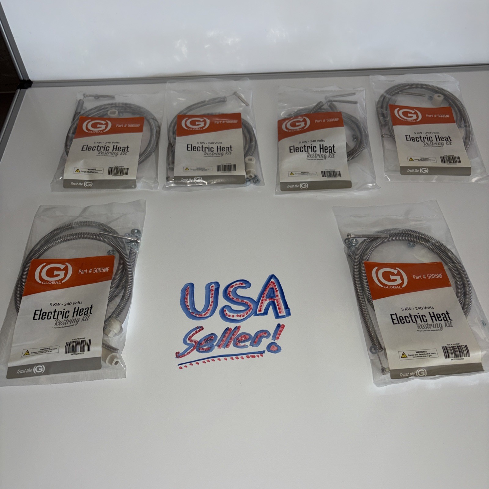 Qty 6 Global Non-Fused Electric Heat Restring Kit 5KW • 240 Volts •Free Shipping