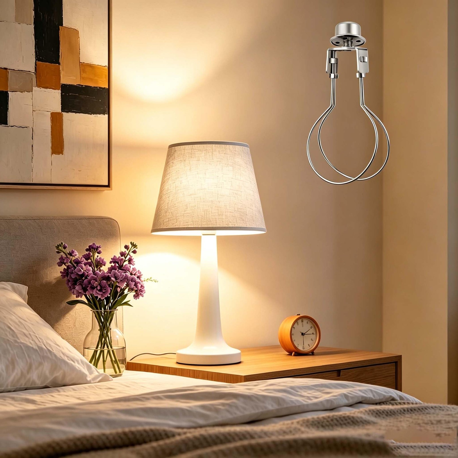 Clip on Lampshade Adapter 2 Pack, Gold Silver Black Antique Bronze Lamp Shade…