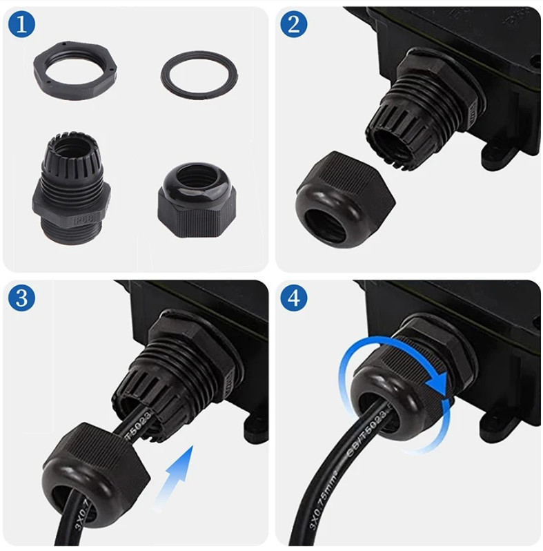 38pcs Waterproof Cable Glands Nylon IP68 Wire Connector Set PG7 PG9 PG13.5 PG21