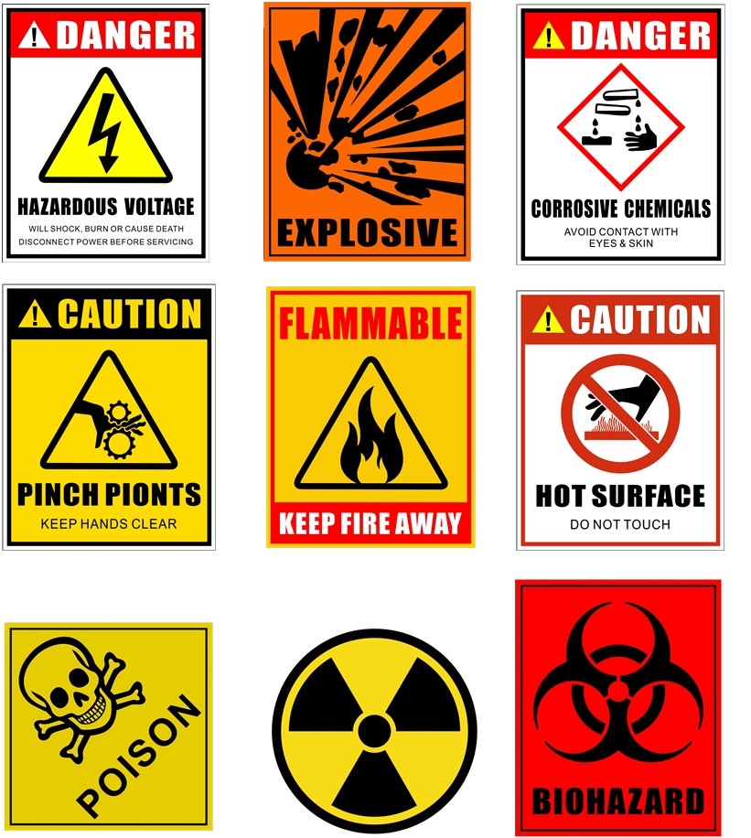 Flammable,Biohazard,Explosive,Radiation,Poison,Non potable Water Warning Label