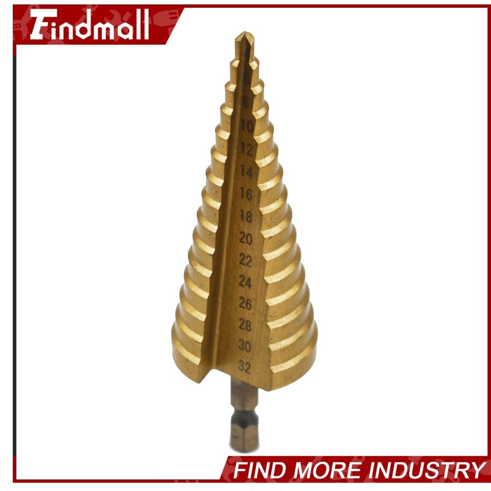 Findmall 3 Pcs 4-12/20/32mm Large HSS Steel Step Cone Drill Bit Set Hole Cutter