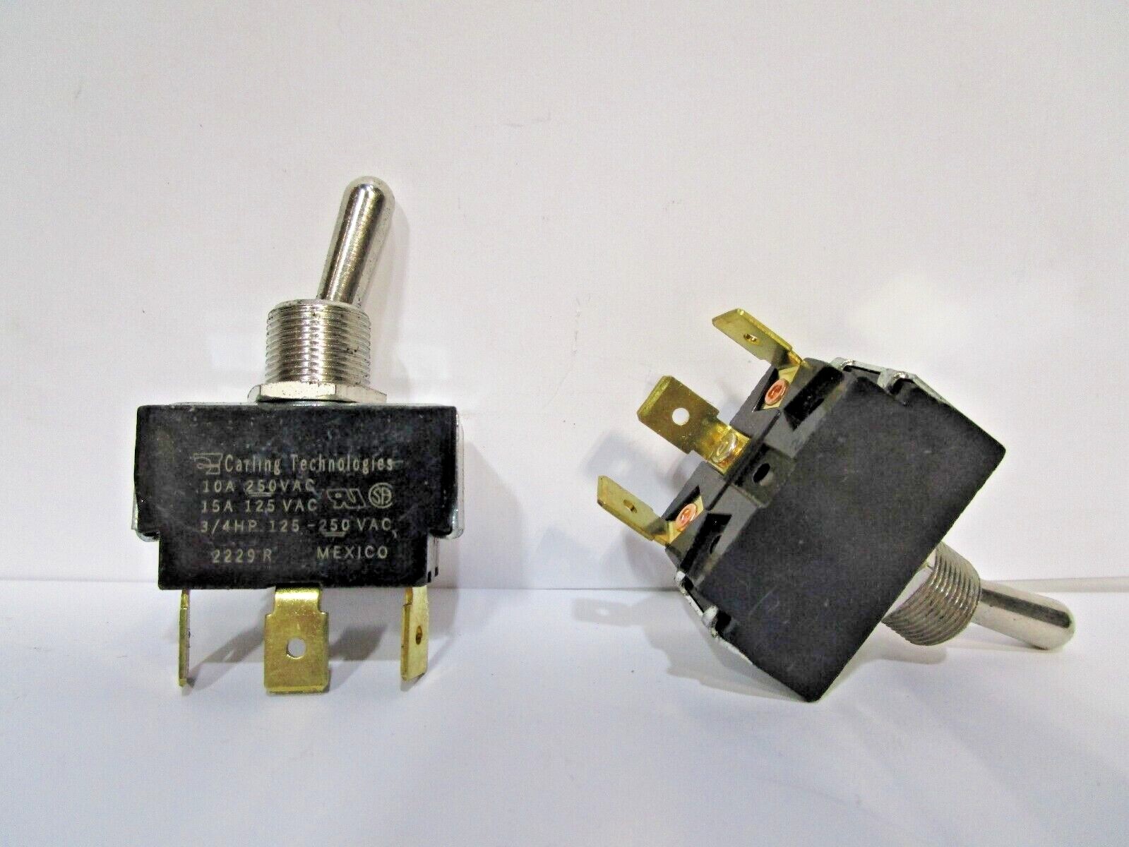 Carling Toggle Switch 2229R 3/4 hp 125-250 VAC 10A 250VAC 15A 125VAC