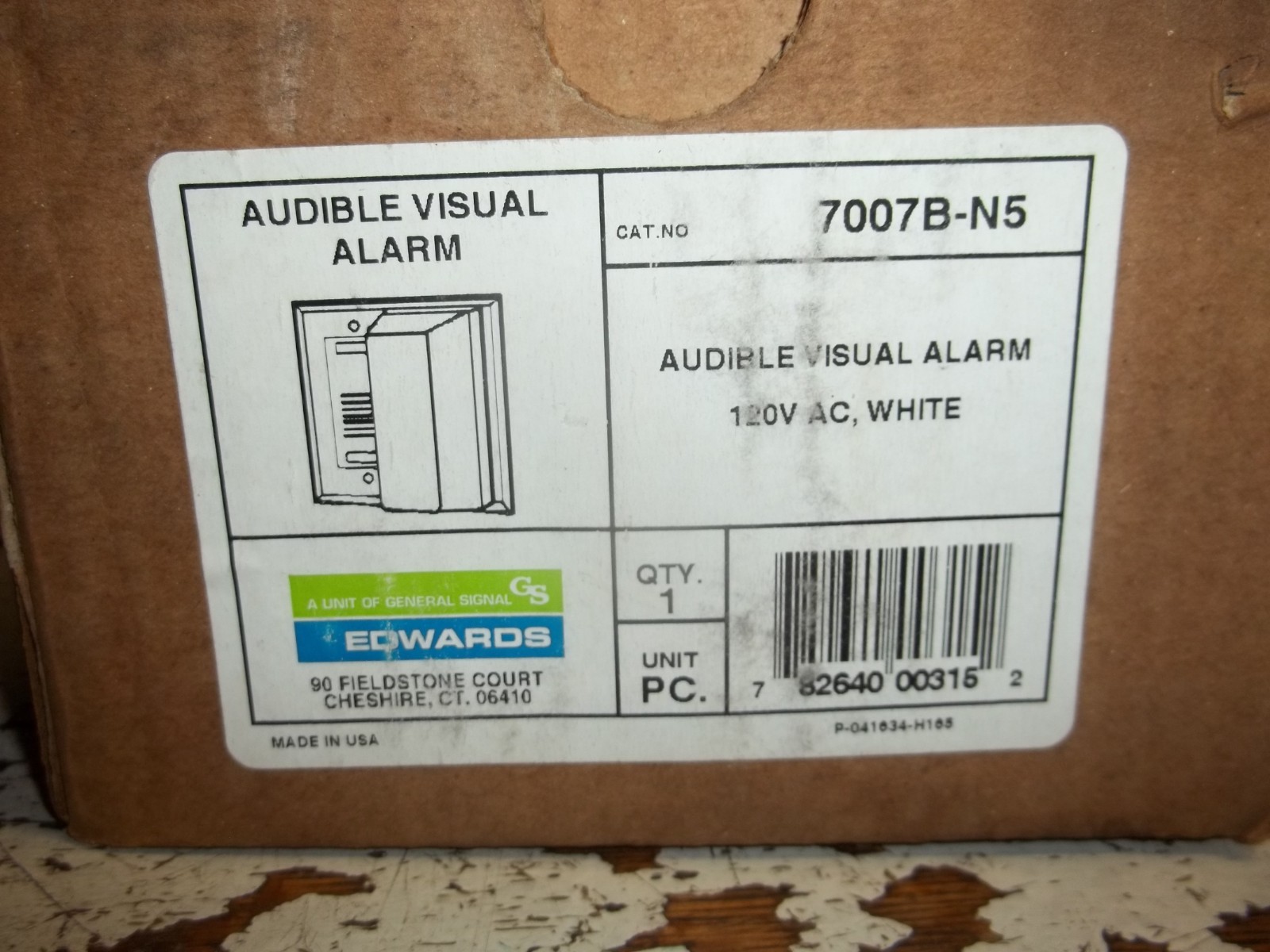 EDWARDS AUDIBLE VISUAL ALARM 7007B-N5 120VAC WHITE (EE3)