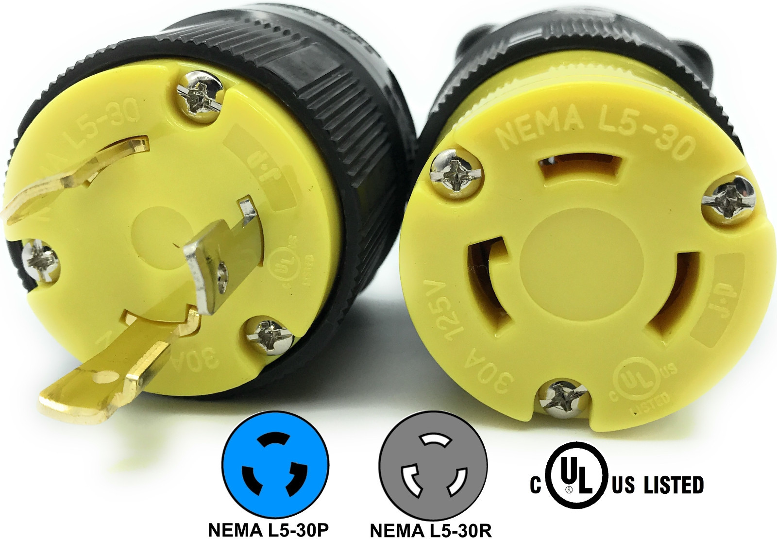 NEMA L5-30 Plug Connector Set RV Generator Replacement 30amp 125v L5-30P L5-30R