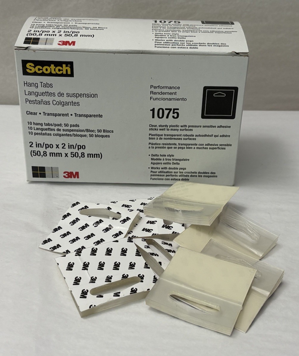 New Genuine 3M Scotch Hang Tabs Clear 2×2 in – 500 count, 1075 (SH8)
