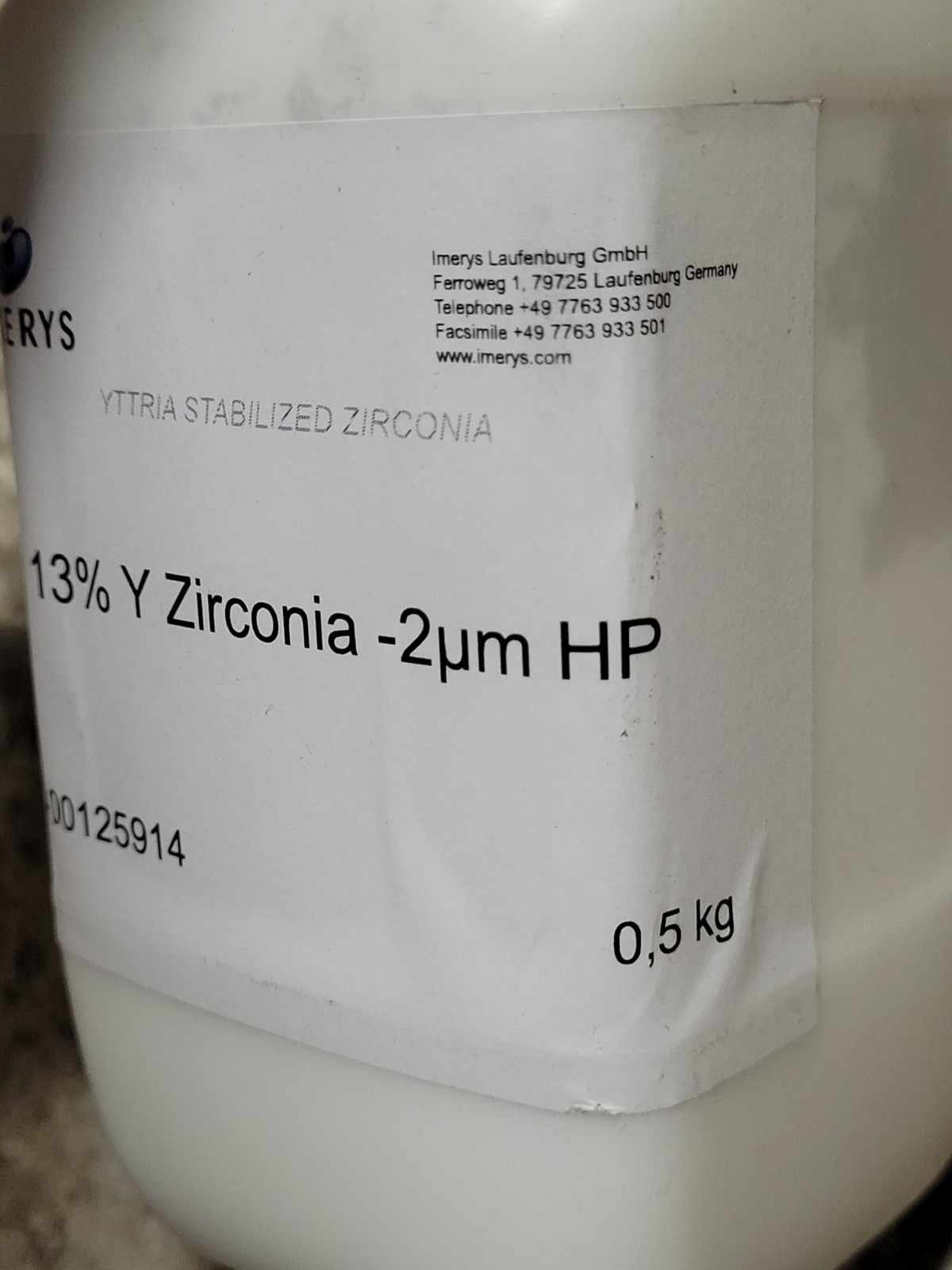 Imerys 13% Y Zirconia 0.5kg SA-00125914