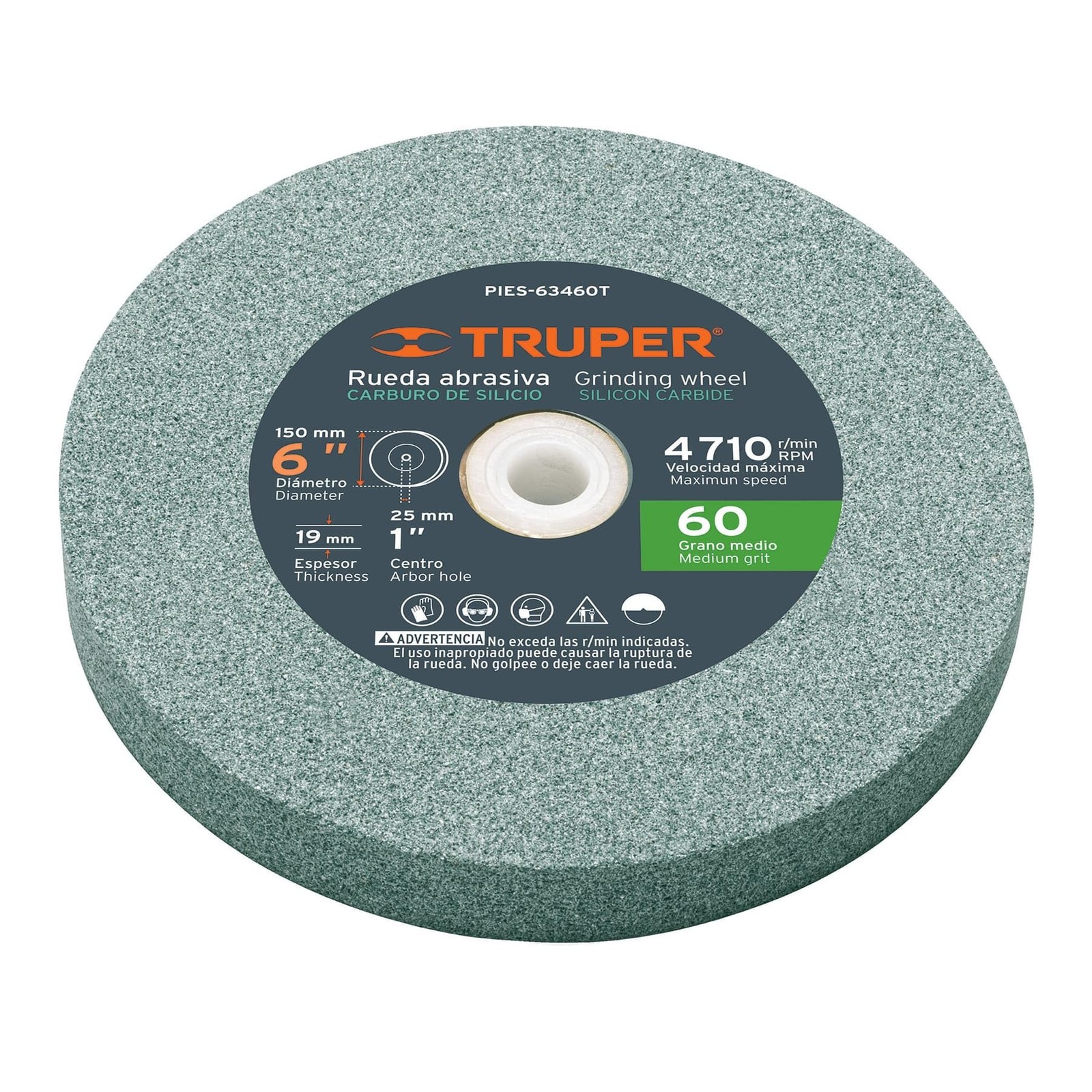 Truper Silicon Carbide Grinding Wheel for Bench 6 inches x 0.75