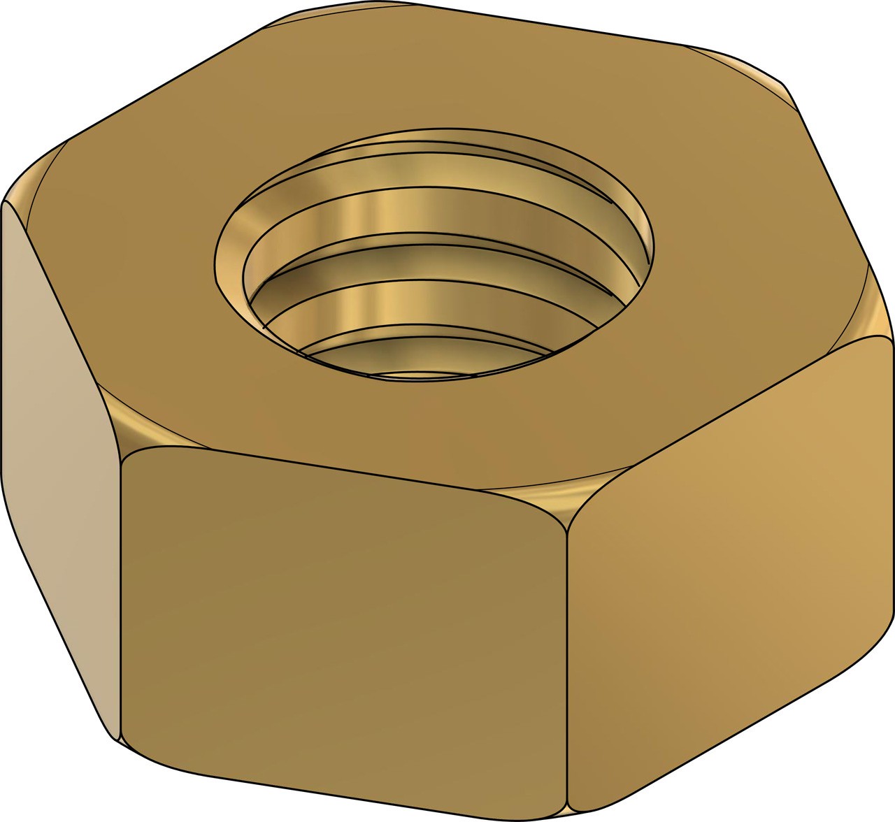 00-90 Hex Nut 2mm ACF Brass 100 Count #10125