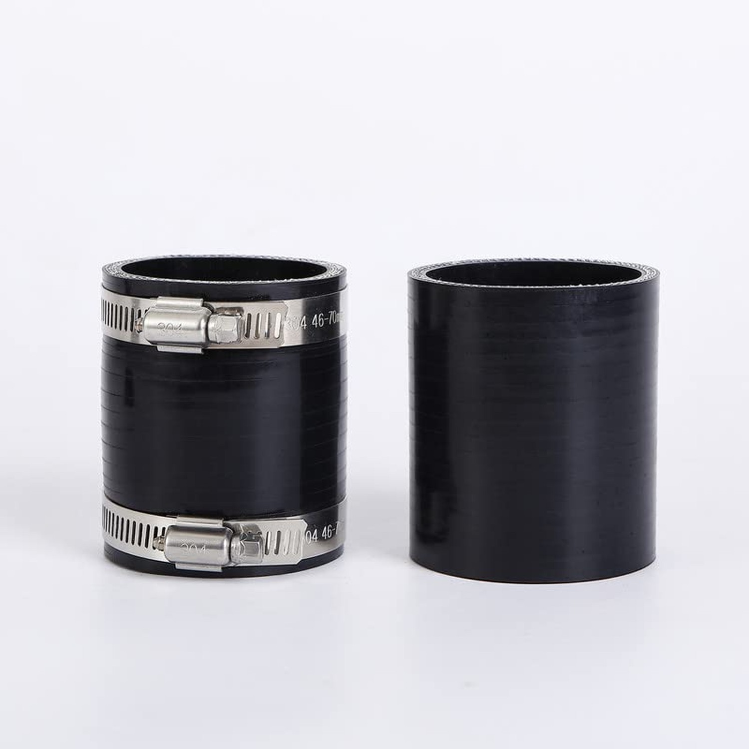 2.5in ID Straight Silicone Hose Coupler with Stainless Steel Hose Clamps, 2-1…