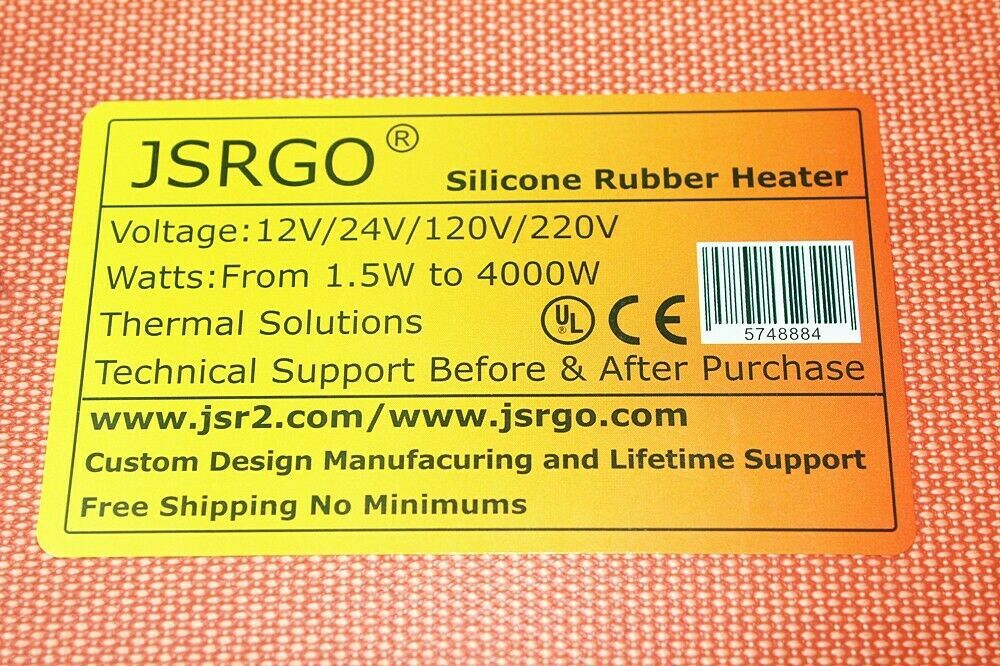 8″ X 12″ 200 X 300mm 12V 10W Temp at 10 C JSR2 CE UL Silicone Heating Pad
