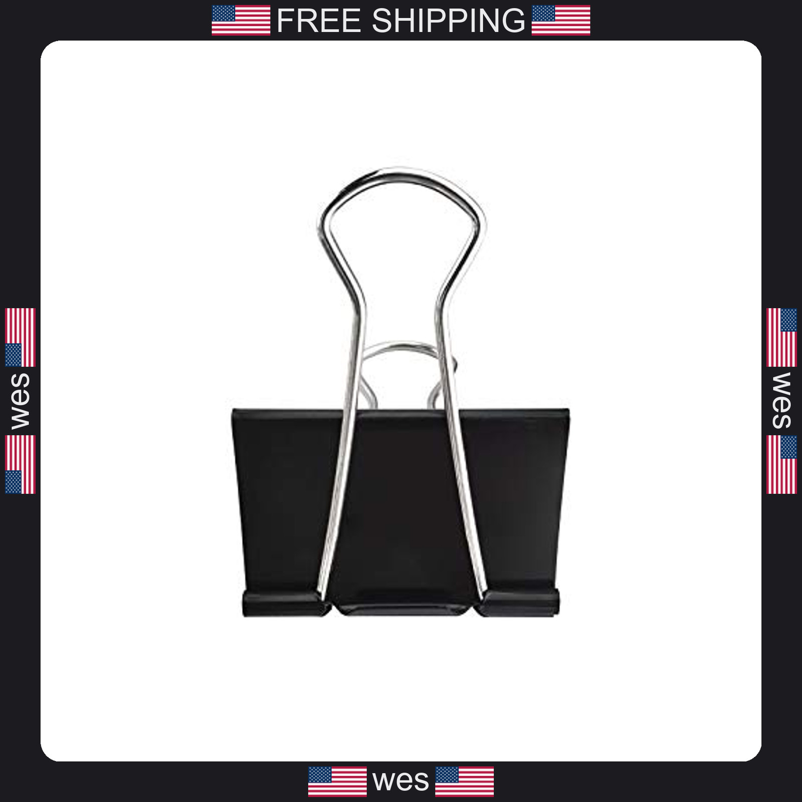 Dstelin 2.4-inch Extra Large Binder Clips 12 Pack Office Paper Clamps Black