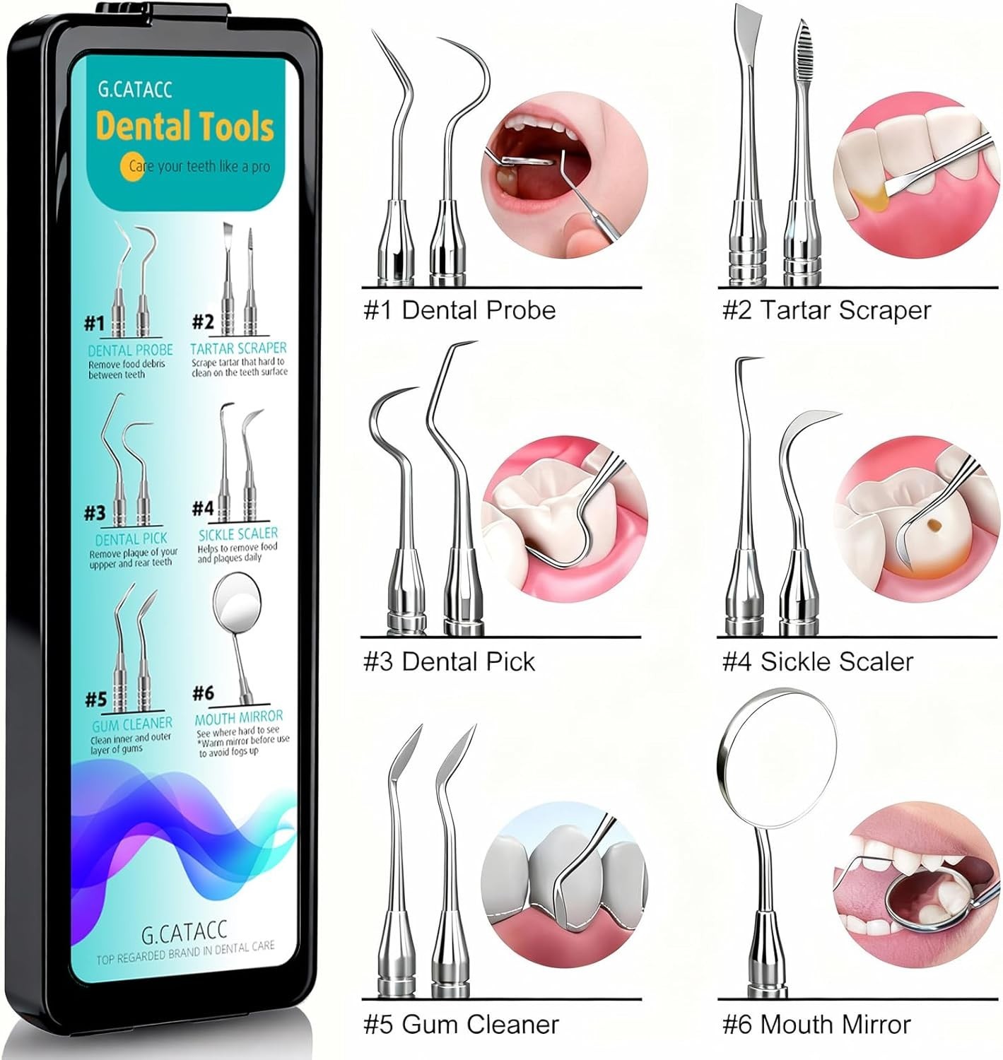 CATACC PRO Dental Tools, Dental Pick for Teeth Cleaning, Stainless Steel Hygiene