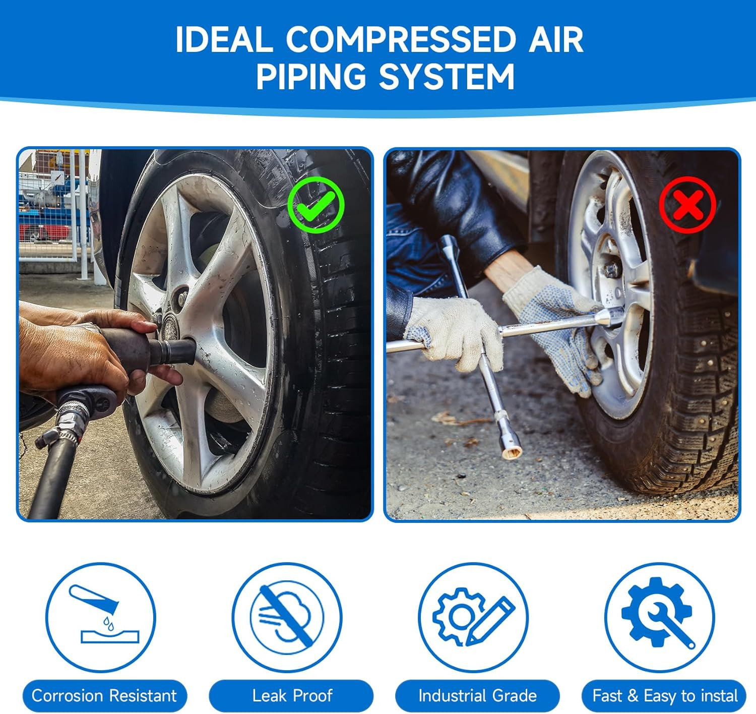 3/4″×100&200&300Ft Compressed Air Line Kit for Shop/Garage, Hdpe-Aluminum Rapid