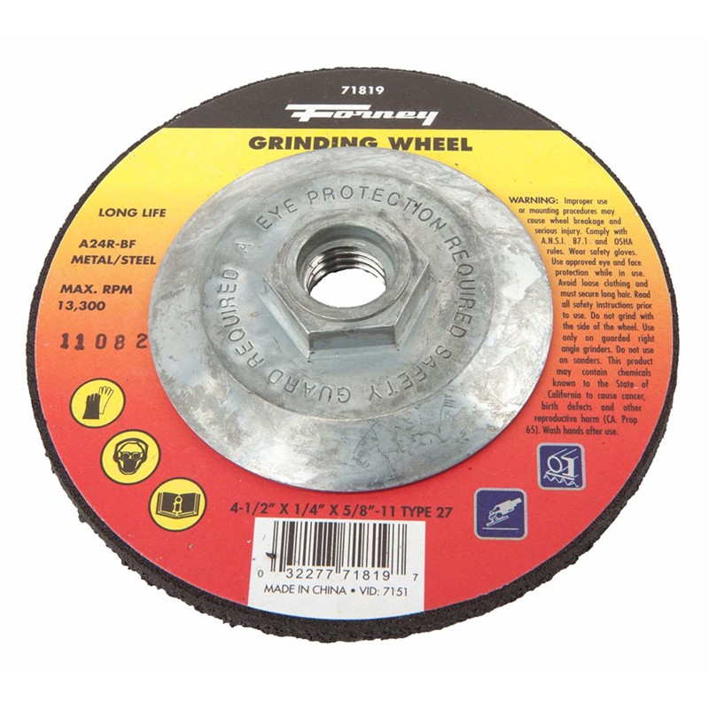 Forney 71819 Aluminum Oxide 13,300 rpm 4-1/2 Dia. in. Metal Grinding Wheel