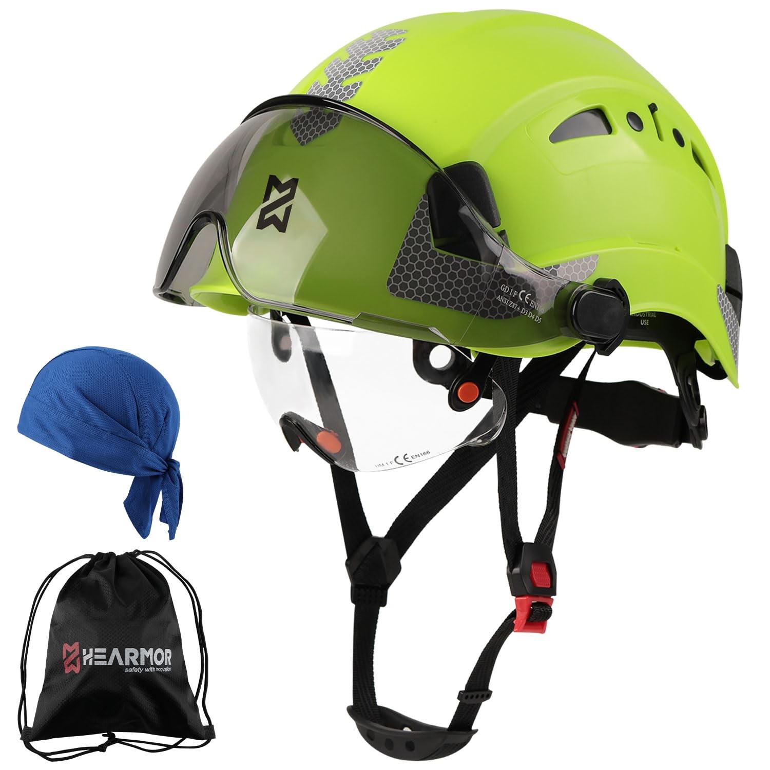 Safety Helmet EN397 Tested High Strength ABS Material, Double Visor for Fast…