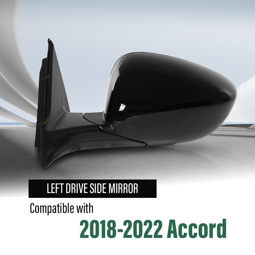 Power Mirror Left 3-Pin Manual Folding Honda Accord Sedan 18-22 76258TVAA02