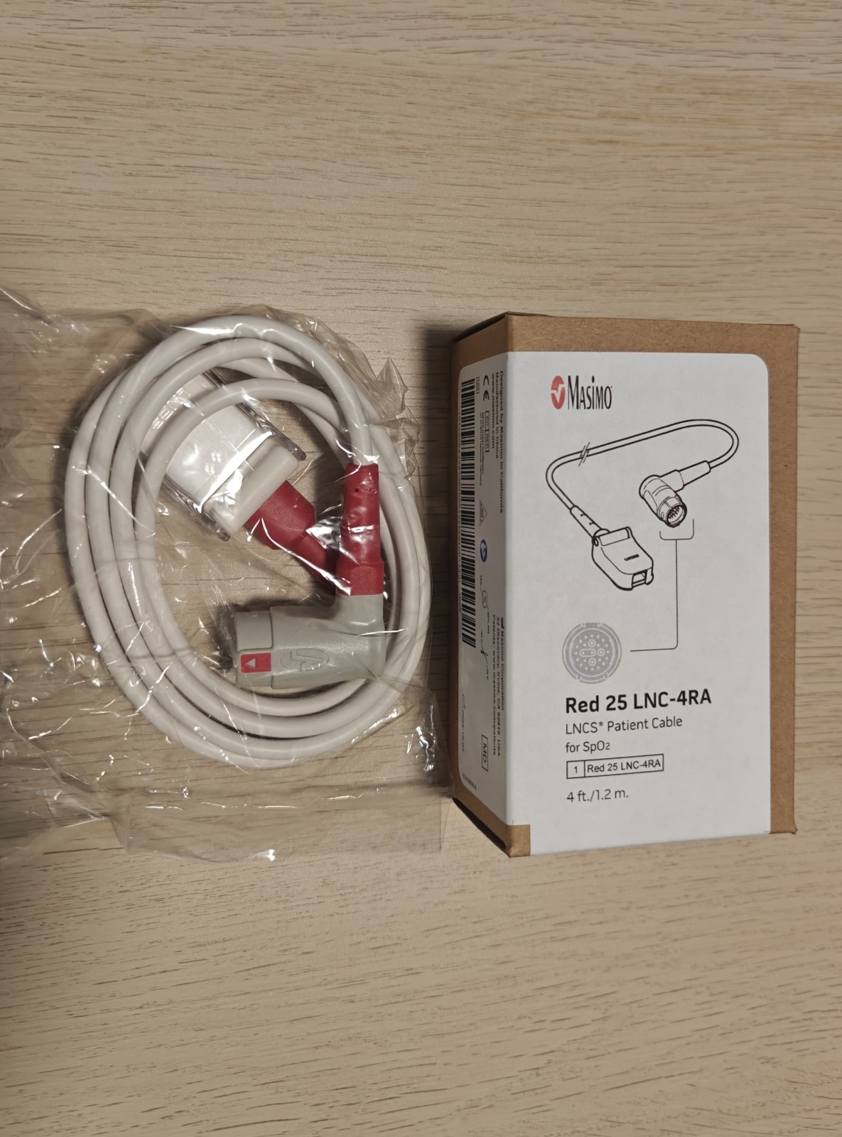 Masimo 25-Pin LNC-4RA LNCS SpO2 Patient Cable 4 ft 1-Lead Emergency Med