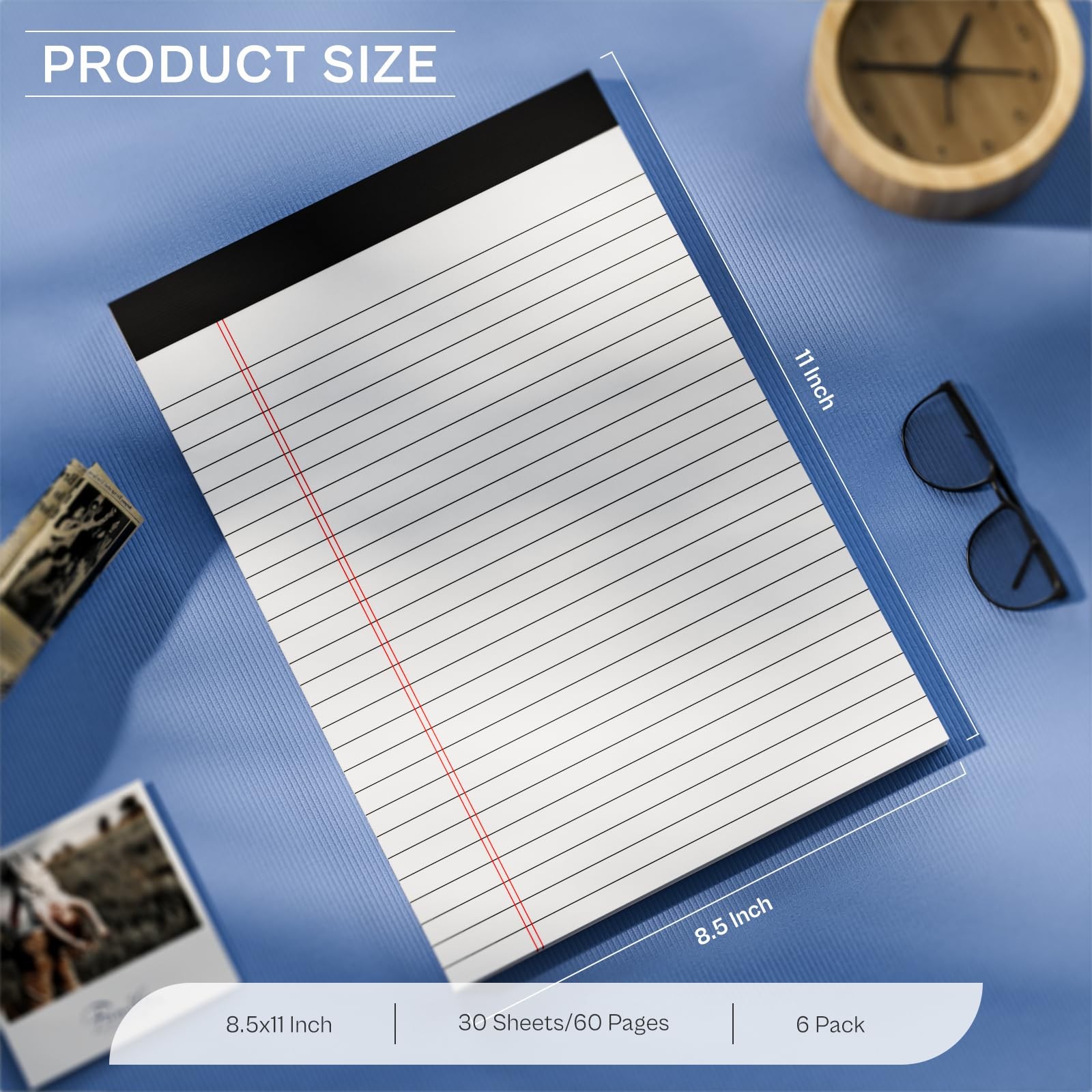 Legal Pads 8.5 x 11, Writing Paper Tablets 8-1/2 x 11, 6 Pack White Note Pads…