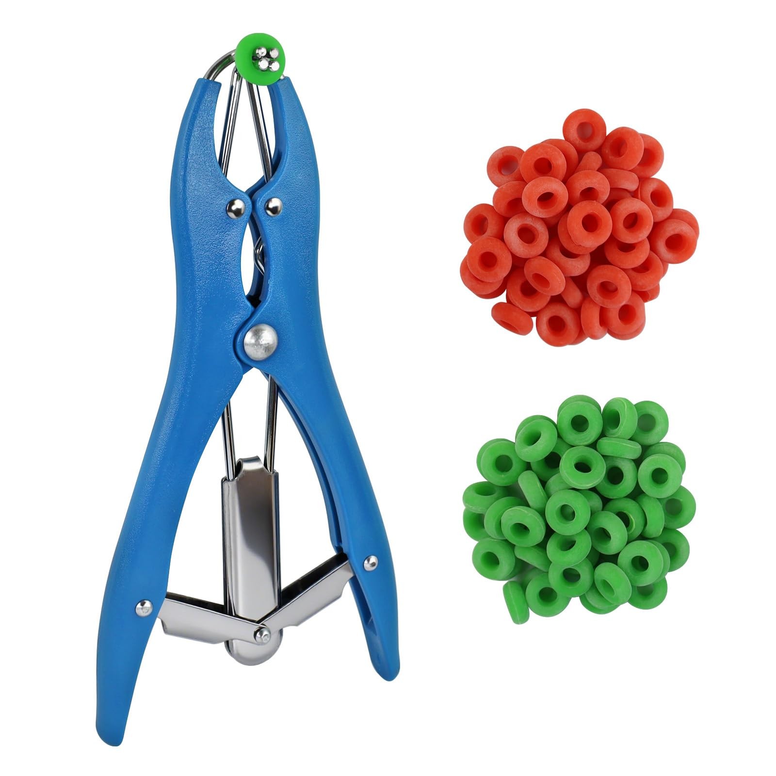 Goat Banding Kit Calves Banding Tool, Expander Plier Bander with 100Pcs Bands Ri