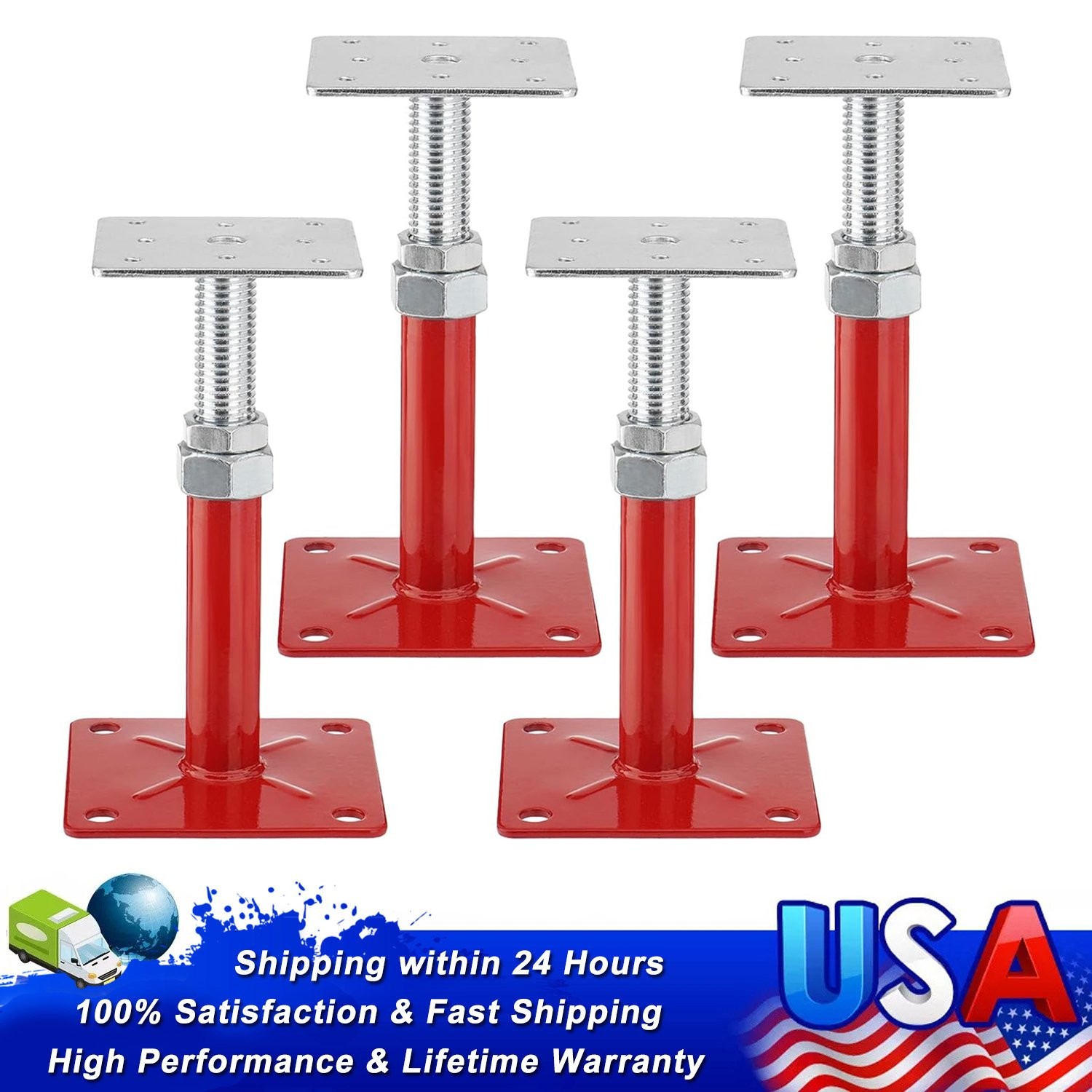 4Pack 5-8″ House Floor Jacks Adjustable Screw Jacks Post, Load Capacity 5000 lbs