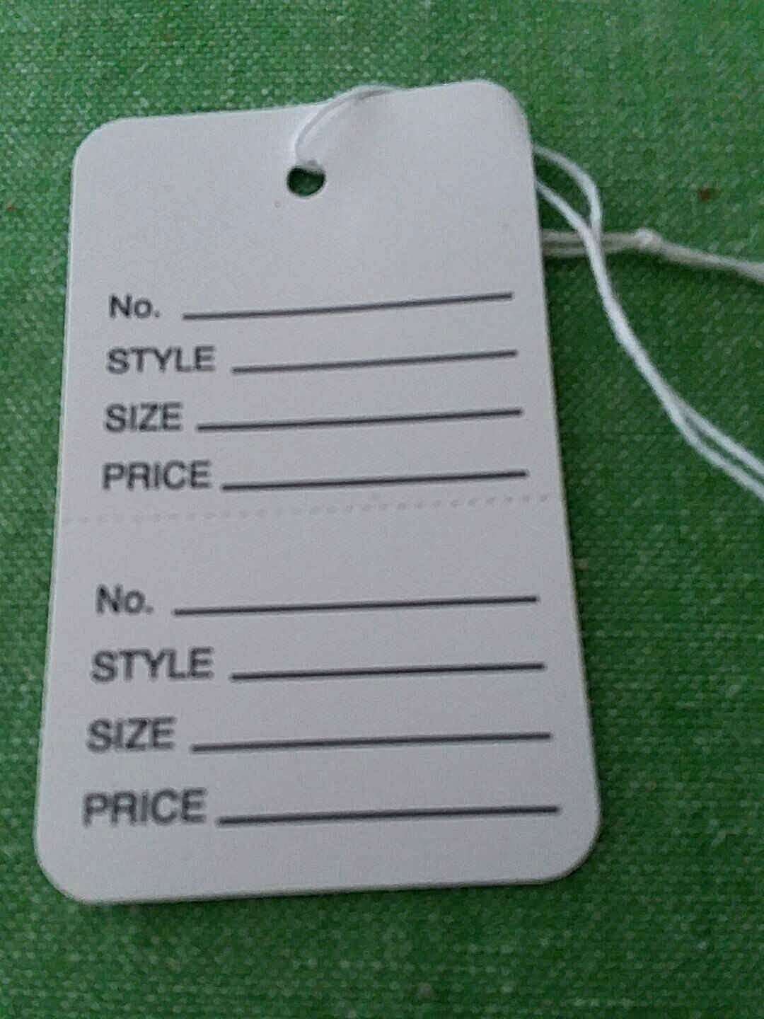 Garment Tags Large Price Tags W/Strings White Perforated Strung 1-3/4″ x 2-7/8″