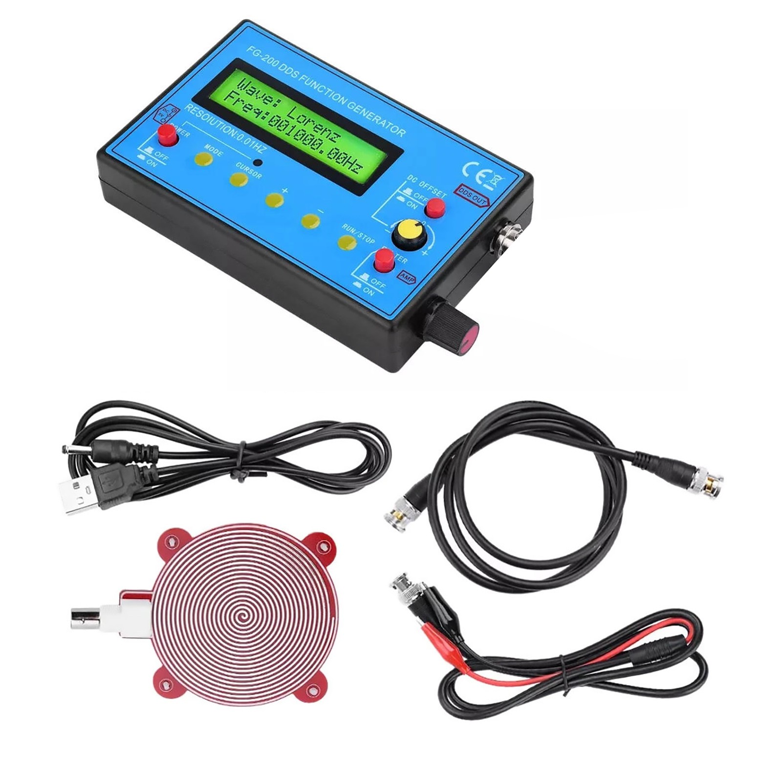 0.01Hz-500kHz DDS Signal Generator LCD Display Sine Square Pulse Wave Output