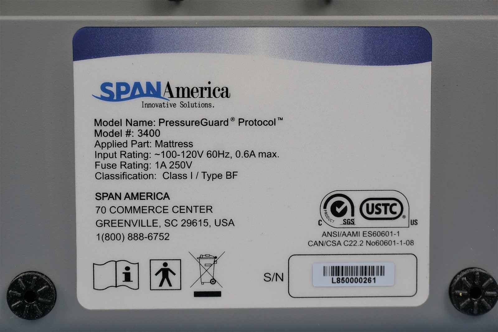 Span America 3400 PressureGuard Protocol Control Unit