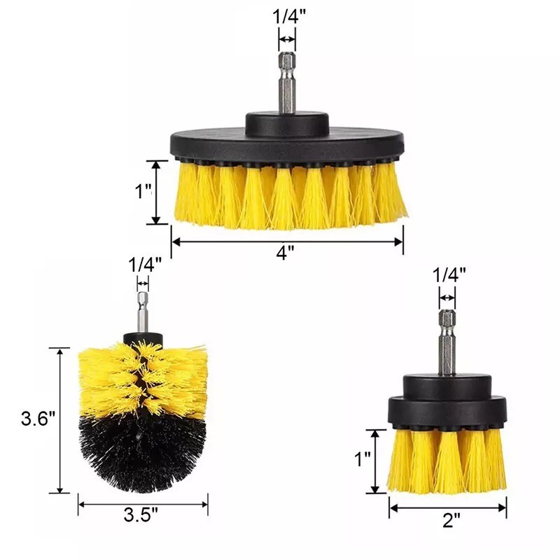 3PCS Drill Brush Power Scrubber Drill Attachments For Carpet Tile Grout Cleaning