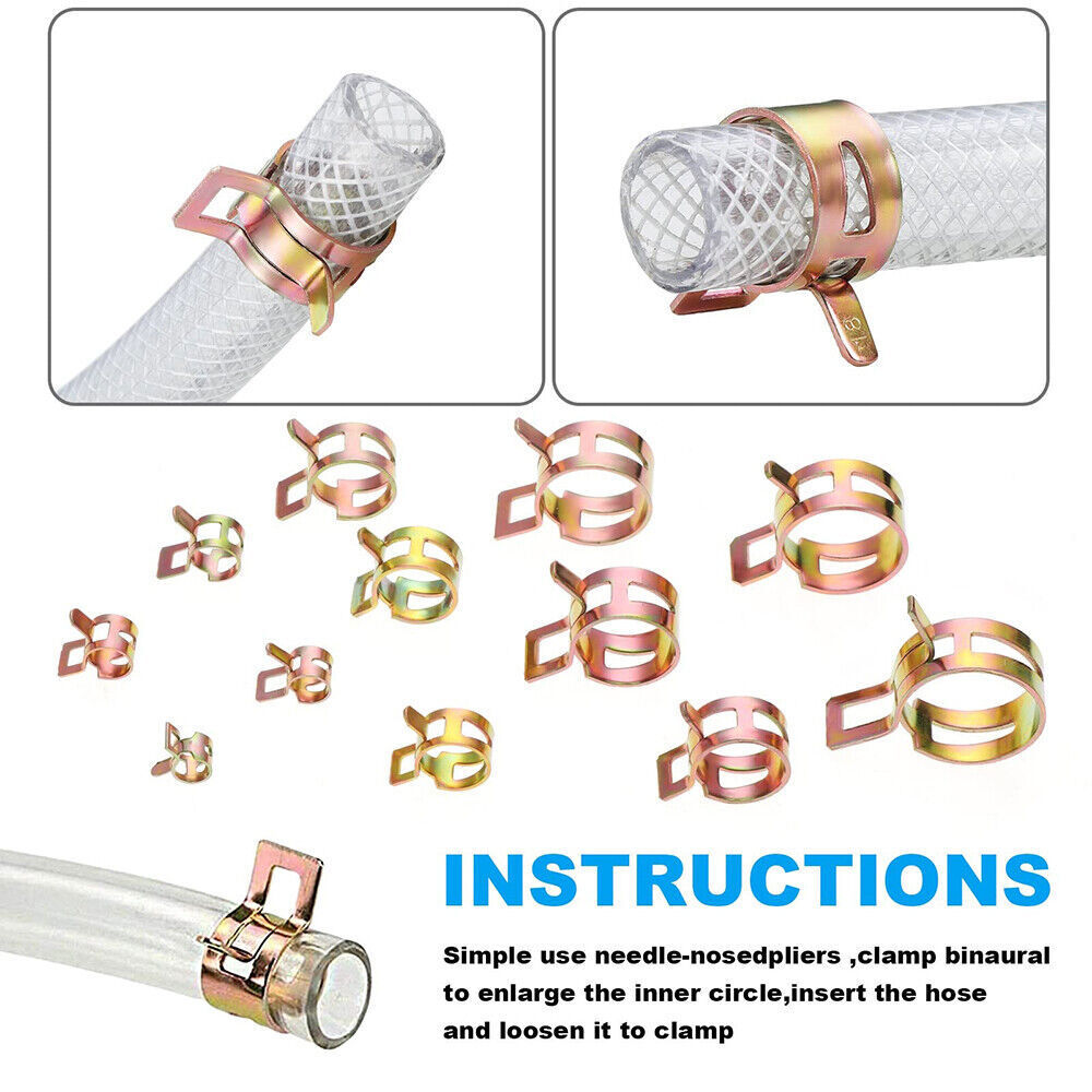 115x Hose Spring Clamps Fasteners Kit 6-22mm Fuel Water Line Pipe Air Tube Clips