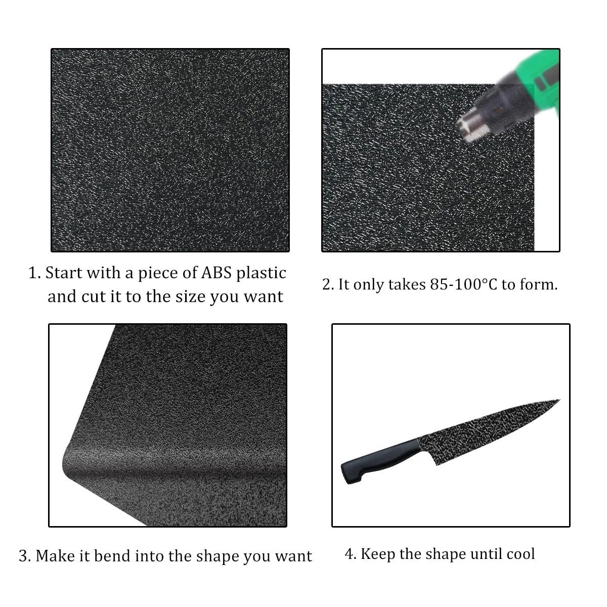 Pack of 2 ABS Plastic Sheet, Black Plastic Sheet 8″ x 12″ x 1/8″ Thick (3mm)