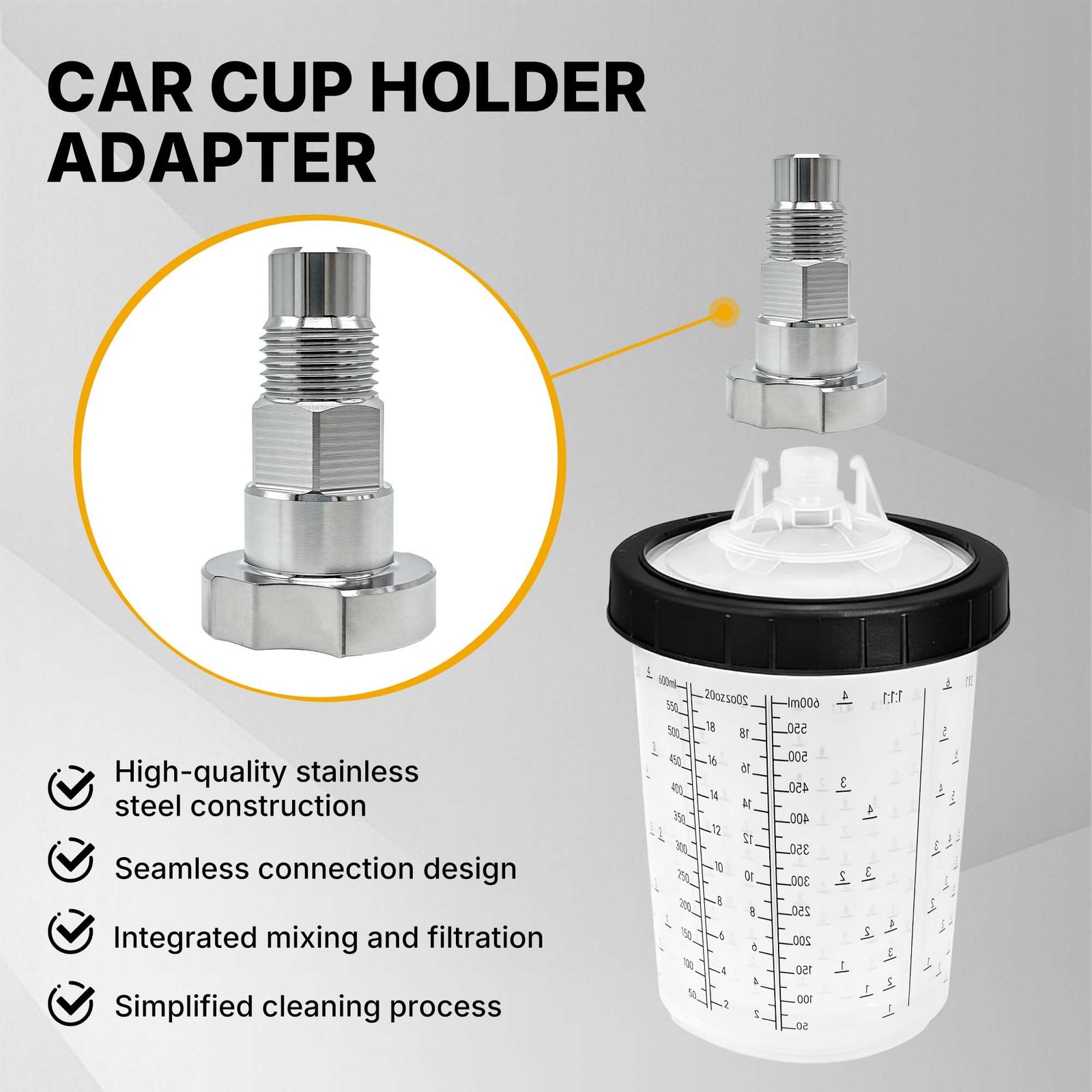 LAUCO Spray Gun Paint System Stainless Steel Adapter (9) (Aftermarket)