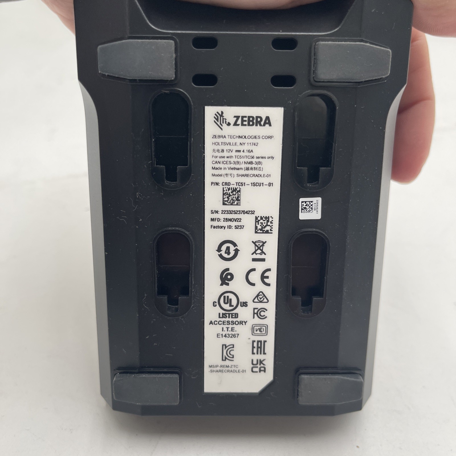 Zebra SHARECRADLE-01 SAC-TC51-4SCHG1-01 TC51/56 1-Slot Battery Charger No AC
