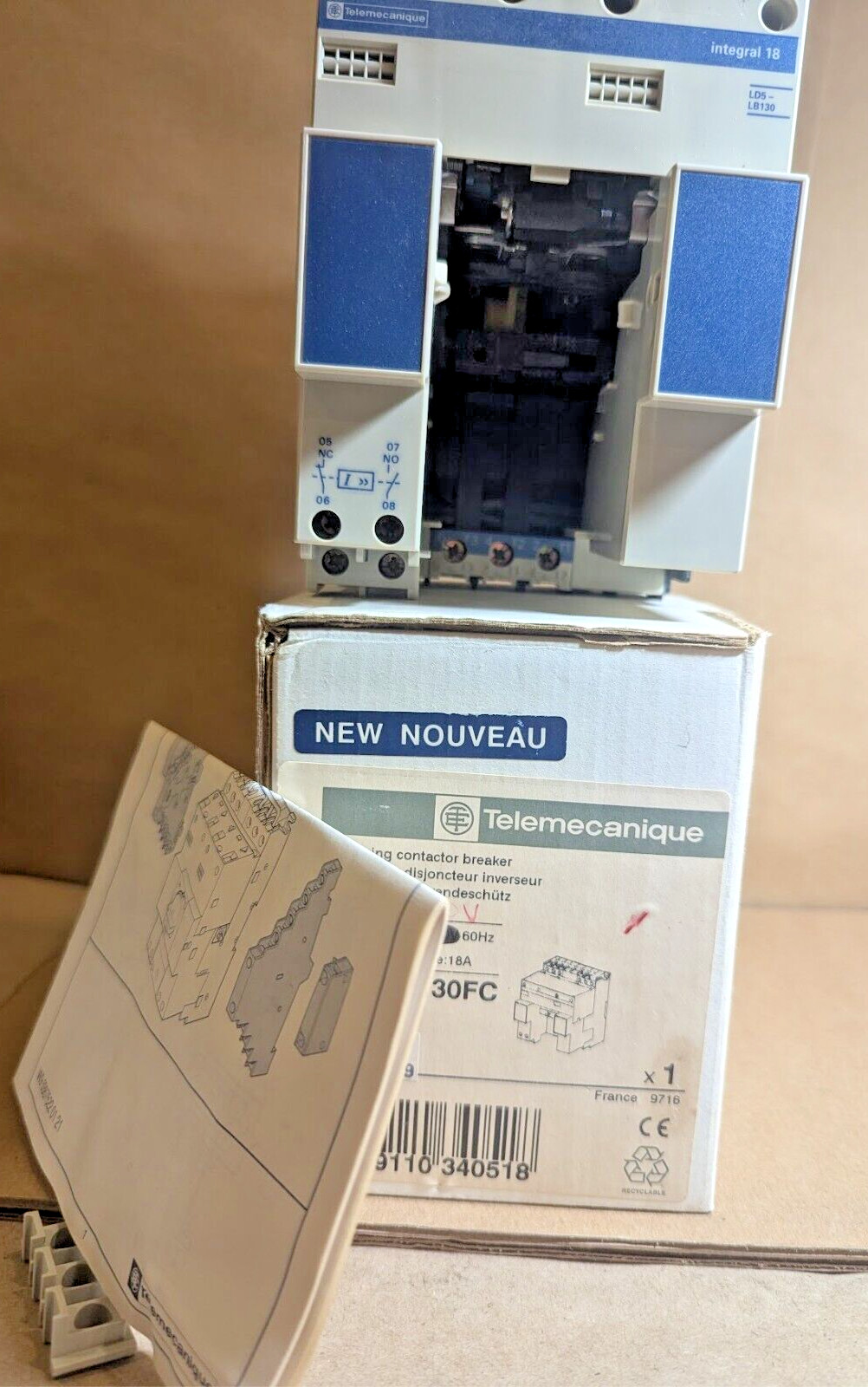Telemecanique LD5LB130FC Integral 18 Reversing Contactor Breaker 18A, 220v (New)