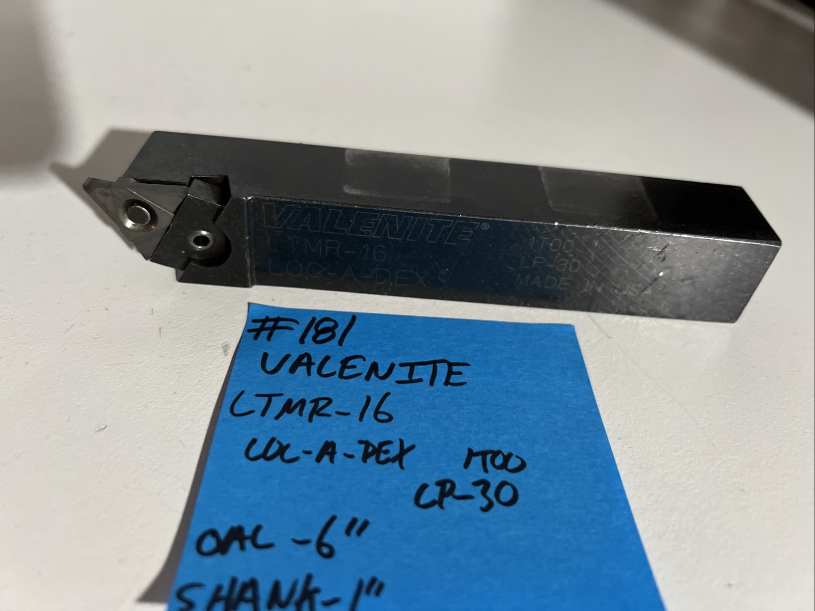 valenite LTMR-16 indexible carbide lathe toolholder 6”OAL 1”Shank Turning Thread