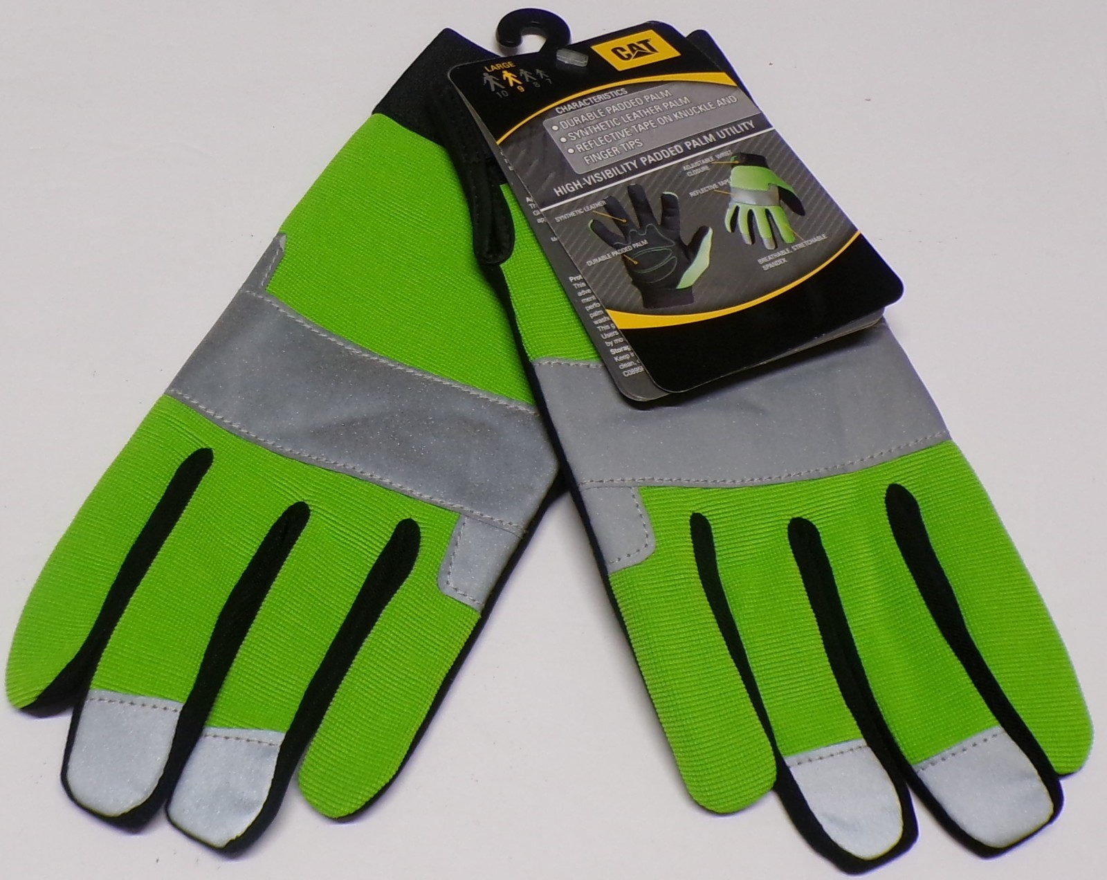 CAT High-Visibility Padded Palm Utility Gloves Synthetic Leather Size L/9