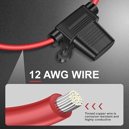 2 Pack 12 AWG Inline Fuse Holder 11.8 Inch 12V ATC/ATO Blade Fuse Holder with Wa