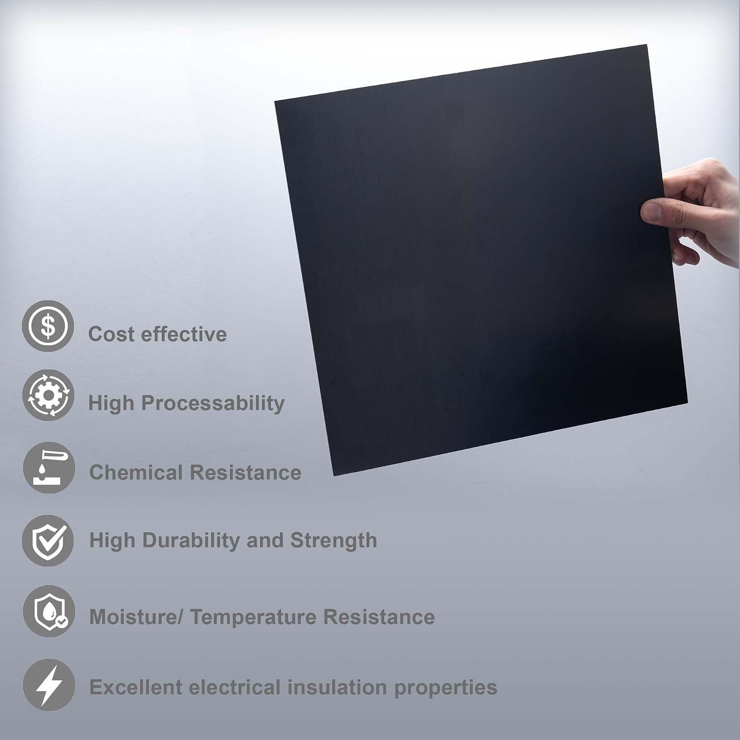 Black Phenolic Sheet12 X 12″, 1/8″ Inch Thick, Pack of 3, Laminated Resin Plate
